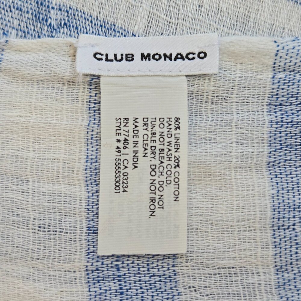 Club Monaco Linen Stripe Scarf Blue & White - Picture 7 of 8